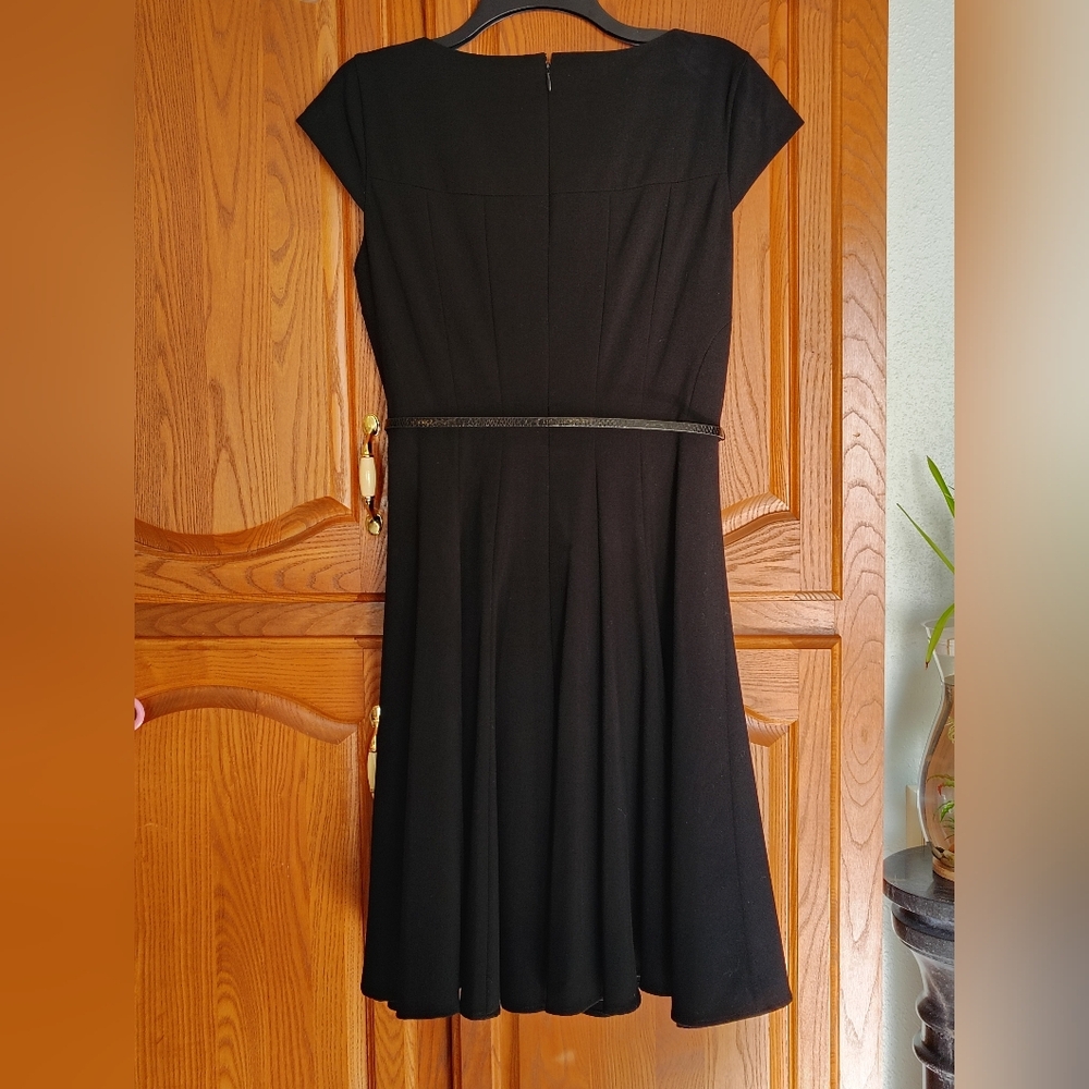Calvin Klein Black Midi Dress with Belt - Picture 2 of 5